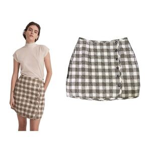 NWT Madewell Gingham Check Quilted Flannel Skirt Size 4